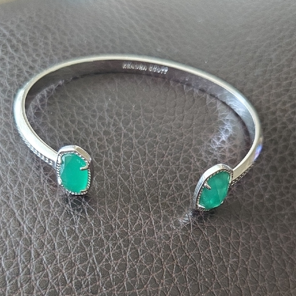 Kendra Scott Silver Bracelet with Green Stones